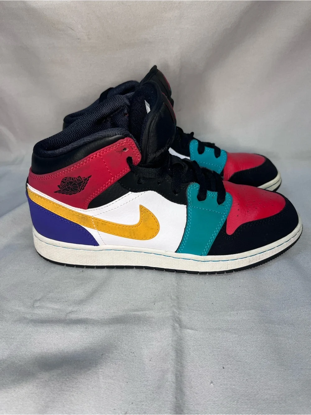 Nike Air Jordan 1 Mid GS Retro Multicolor Sneakers Youth Size 7 Shoes 554725-125